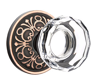 Emtek Lowell Crystal Knob with Lancaster Rosette