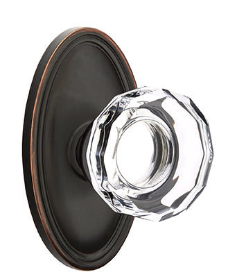 Emtek Lowell Crystal Knob with Oval Rosette - Oil Rubbed Bronze