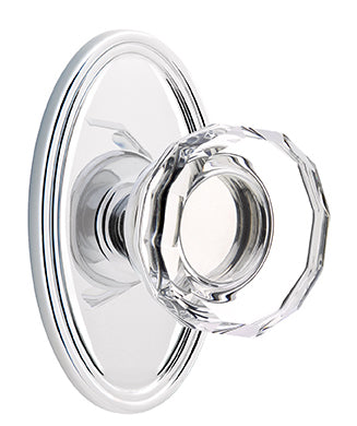 Emtek Lowell Crystal Knob with Oval Rosette - Polished Chrome