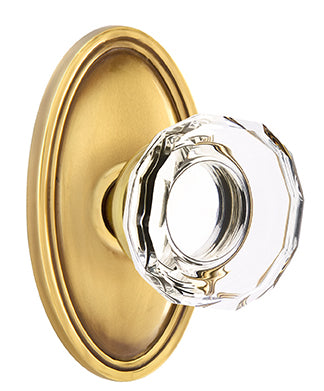Emtek Lowell Crystal Knob with Oval Rosette - French Antique