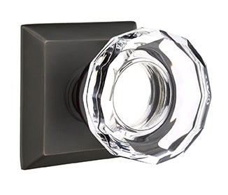 Emtek Lowell Crystal Knob with Quincy Rosette - Oil Rubbed Bronze