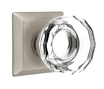 Emtek Lowell Crystal Knob with Quincy  Rosette - Pewter