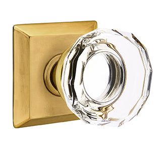 Emtek Lowell Crystal Knob with Quincy Rosette - French Antique