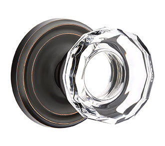 Emtek Lowell Crystal Knob with Regular Rosette - Oil Rubbed Bronze
