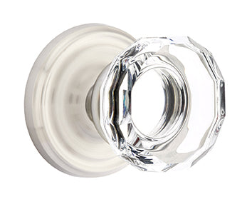 Emtek Lowell Crystal Knob with Regular Rosette - Satin Nickel