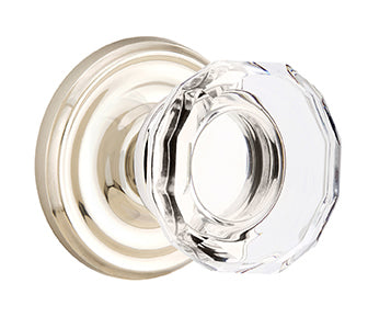 Emtek Lowell Crystal Knob with Regular Rosette - Polished Nickel