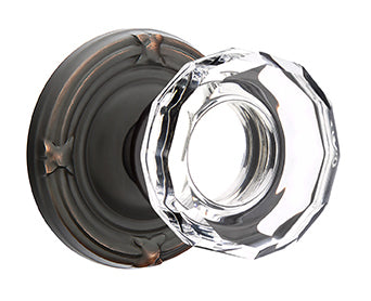 Emtek Lowell Crystal Knob with Ribbon and Reed Rosette - Oil Rubbed Bronze