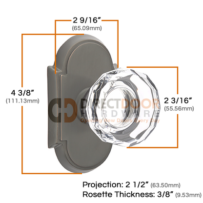 Emtek Lowell Crystal Knob with Style 8 Rosette