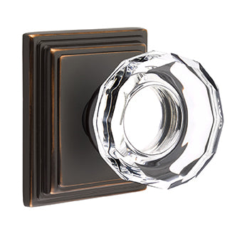 Emtek Lowell Crystal Knob with Wilshire Rosette - Oil Rubbed Bronze