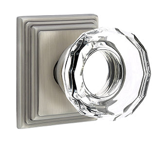Emtek Lowell Crystal Knob with Wilshire Rosette - Pewter