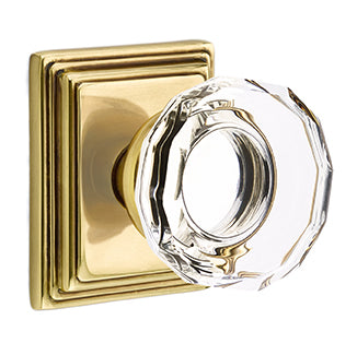 Emtek Lowell Crystal Knob with Wilshire Rosette - French Antique