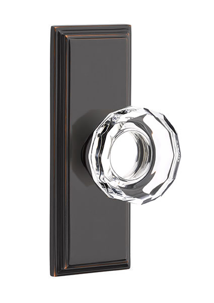 Emtek Lowell Crystal Knob with 7 Inch Wilshire Sideplate