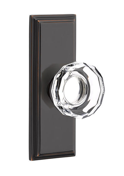 Emtek Lowell Crystal Knob with 7 Inch Wilshire Sideplate