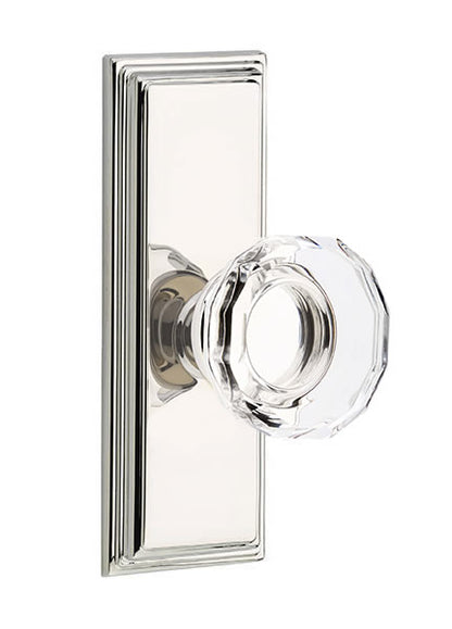 Emtek Lowell Crystal Knob with 7 Inch Wilshire Sideplate