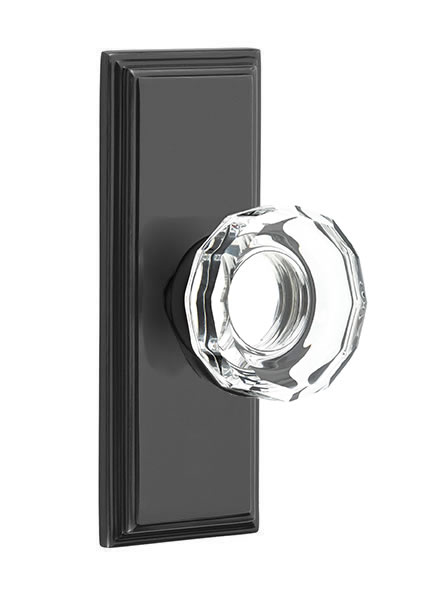 Emtek Lowell Crystal Knob with 7 Inch Wilshire Sideplate