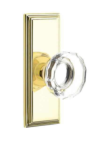 Emtek Lowell Crystal Knob with 7 Inch Wilshire Sideplate
