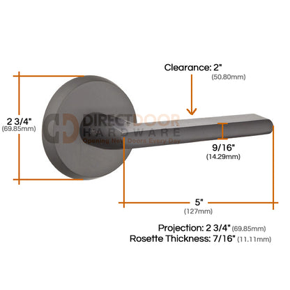 Emtek Lariat Lever with Style 2 Rosette Measurements