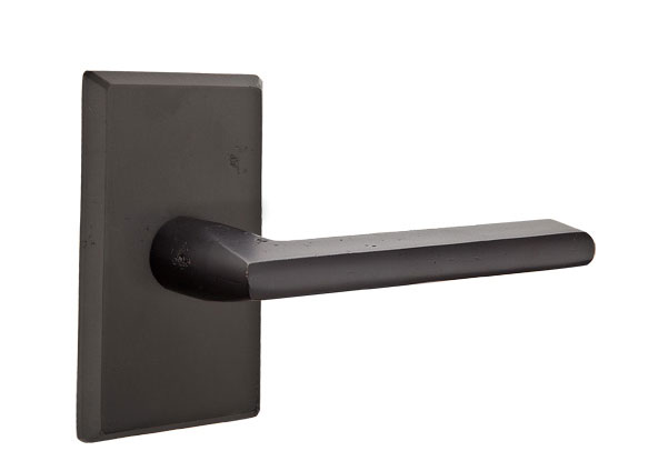 Emtek Sandcast Bronze Lariat Lever Handle with Style 3 Rosette
