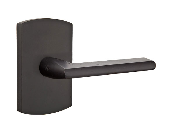 Emtek Sandcast Bronze Lariat Lever Handle with Style 4 Rosette
