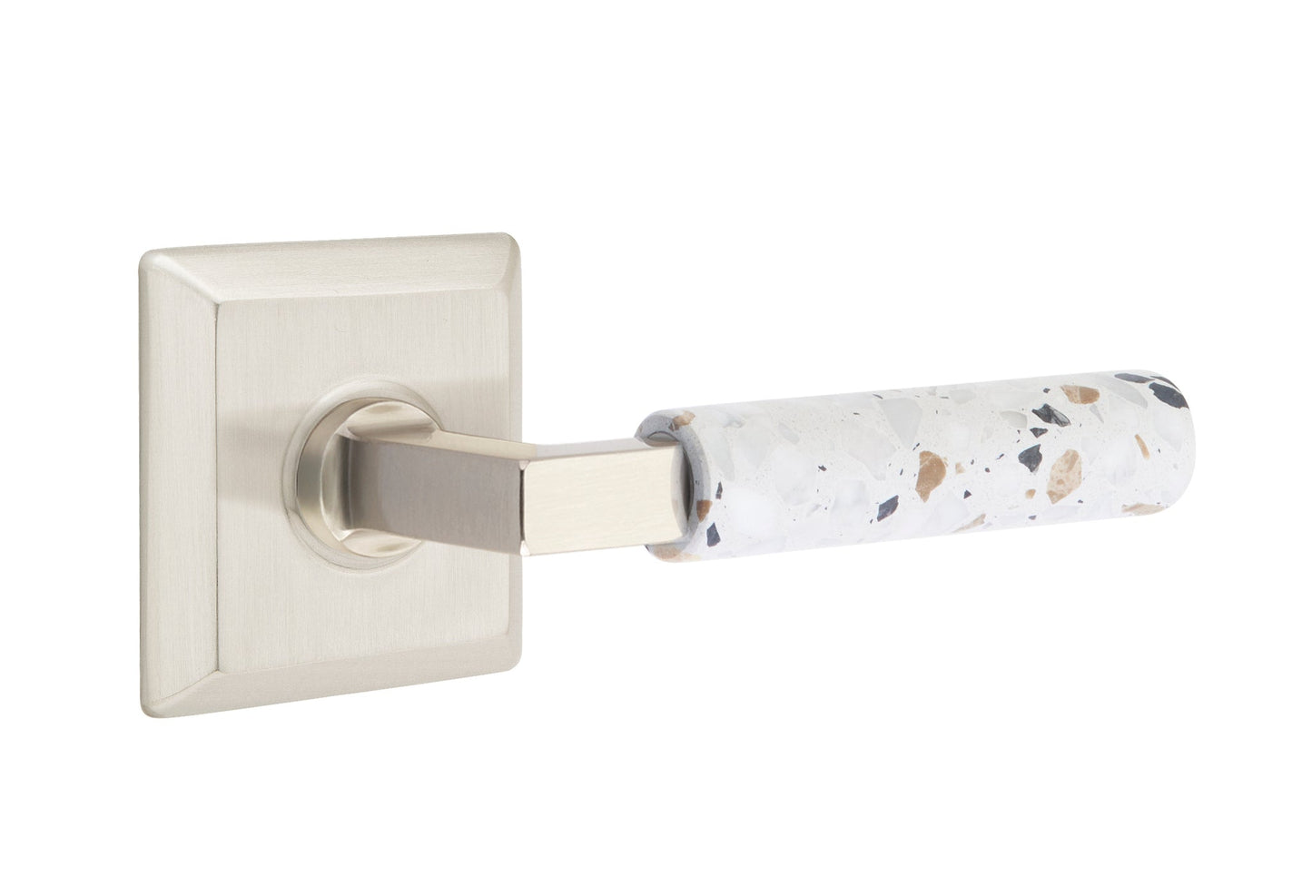 Emtek L-Square Terrazzo Door Lever with Quincy Rosette