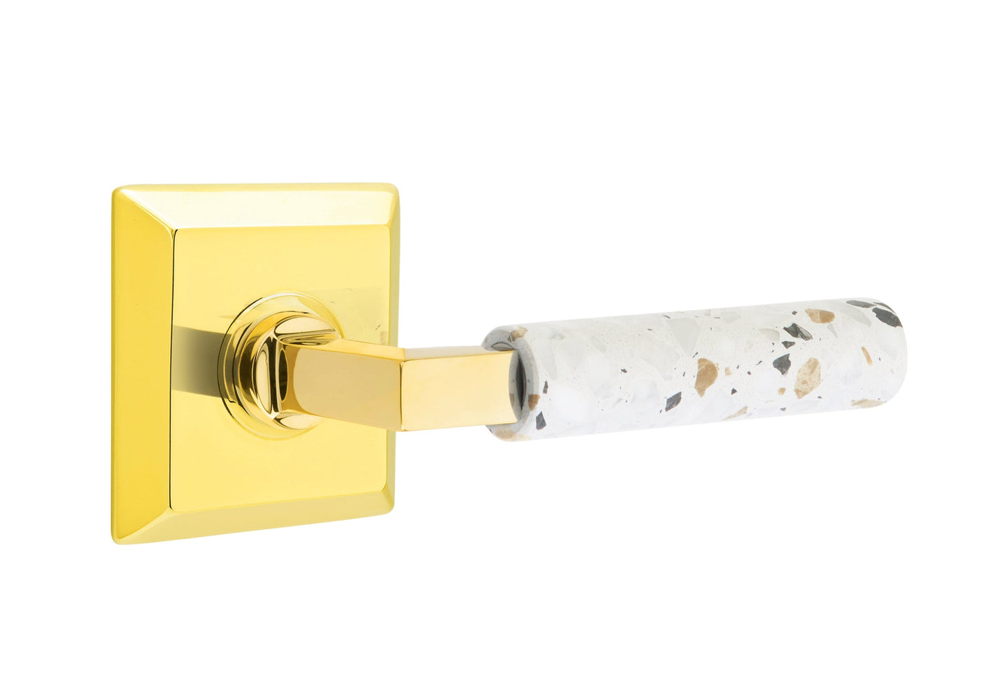 Emtek L-Square Terrazzo Door Lever with Quincy Rosette