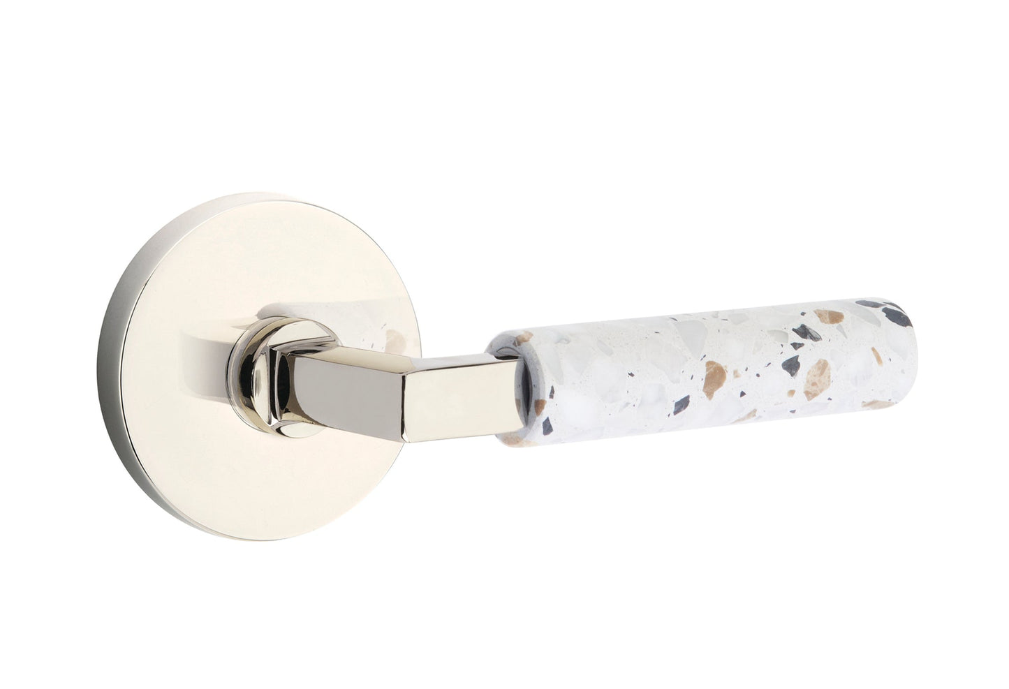 Emtek L-Square Terrazzo Door Lever with Disk Rosette