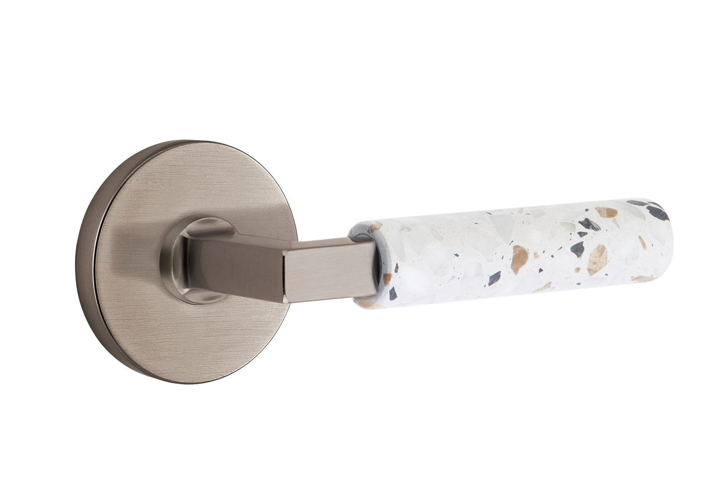 Emtek L-Square Terrazzo Door Lever with Disk Rosette