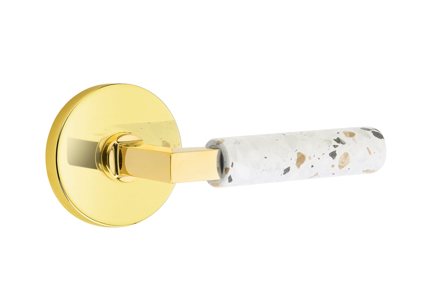 Emtek L-Square Terrazzo Door Lever with Disk Rosette