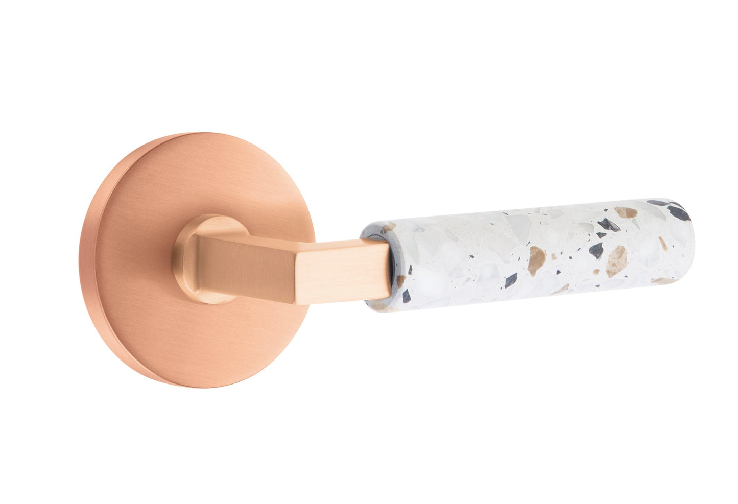 Emtek L-Square Terrazzo Door Lever with Disk Rosette