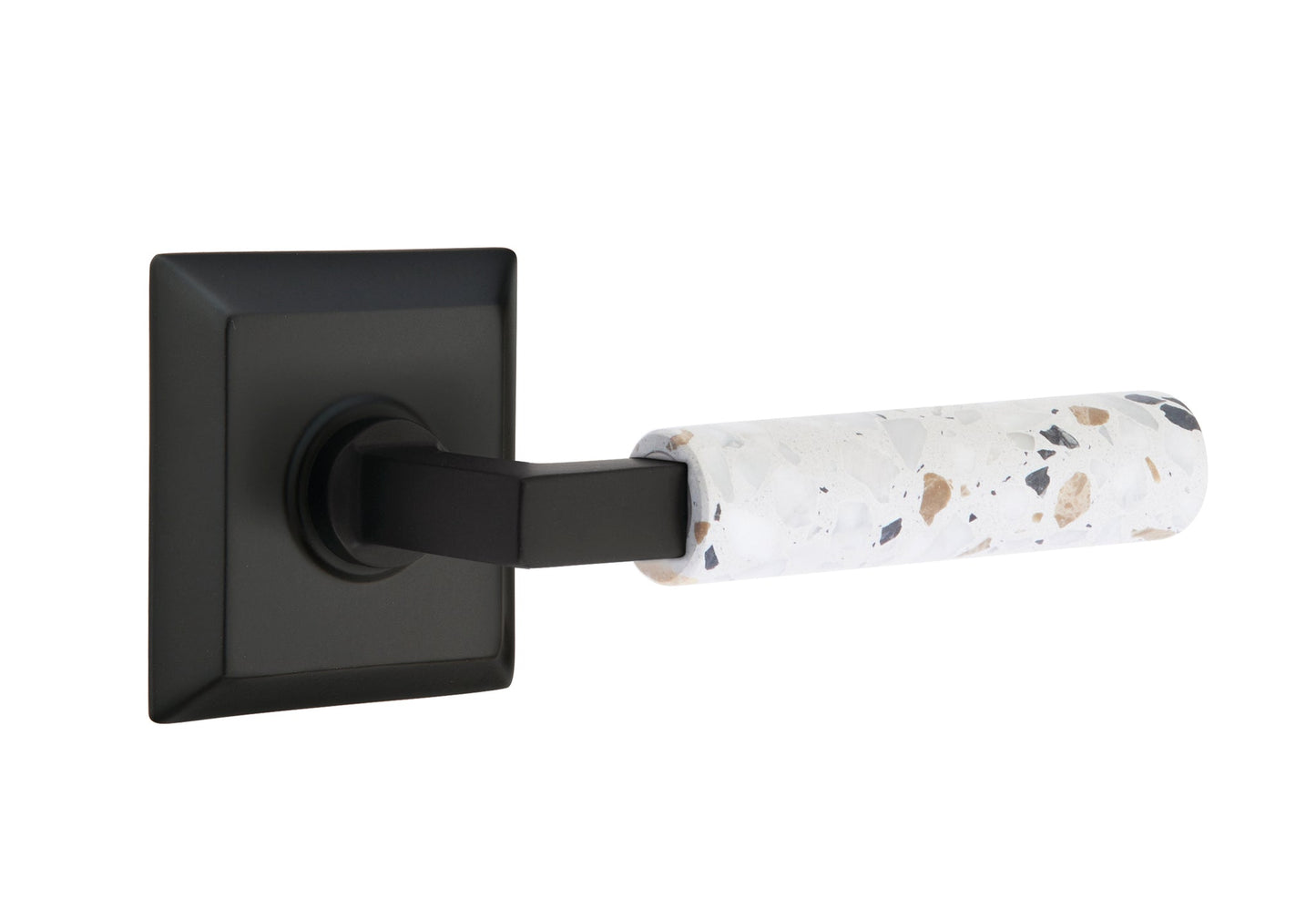 Emtek L-Square Terrazzo Door Lever with Quincy Rosette