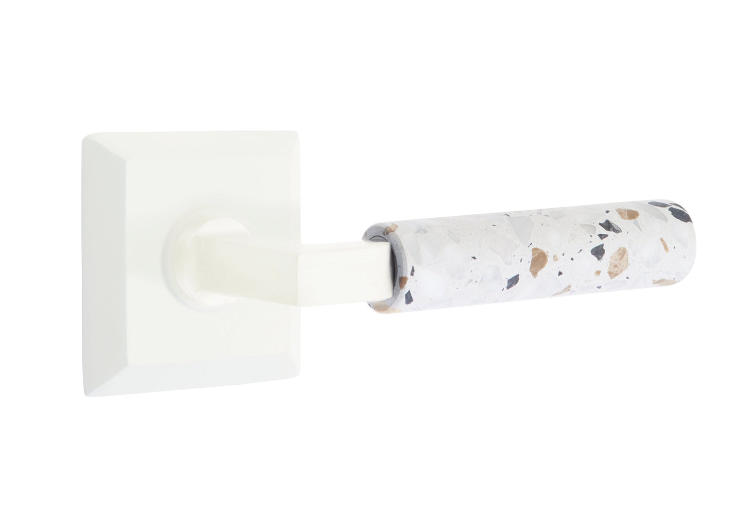 Emtek L-Square Terrazzo Door Lever with Quincy Rosette