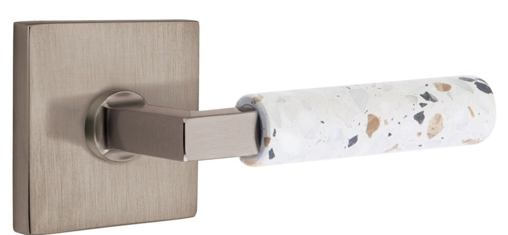 Emtek L-Square Terrazzo Door Lever with Square Rosette