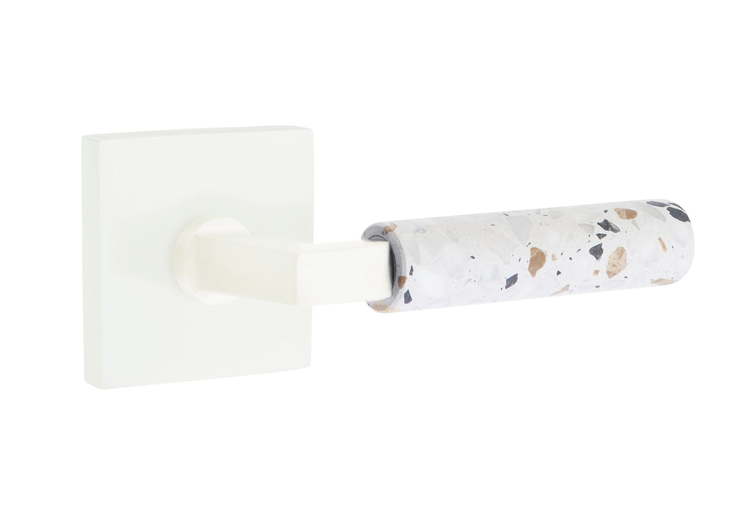 Emtek L-Square Terrazzo Door Lever with Square Rosette