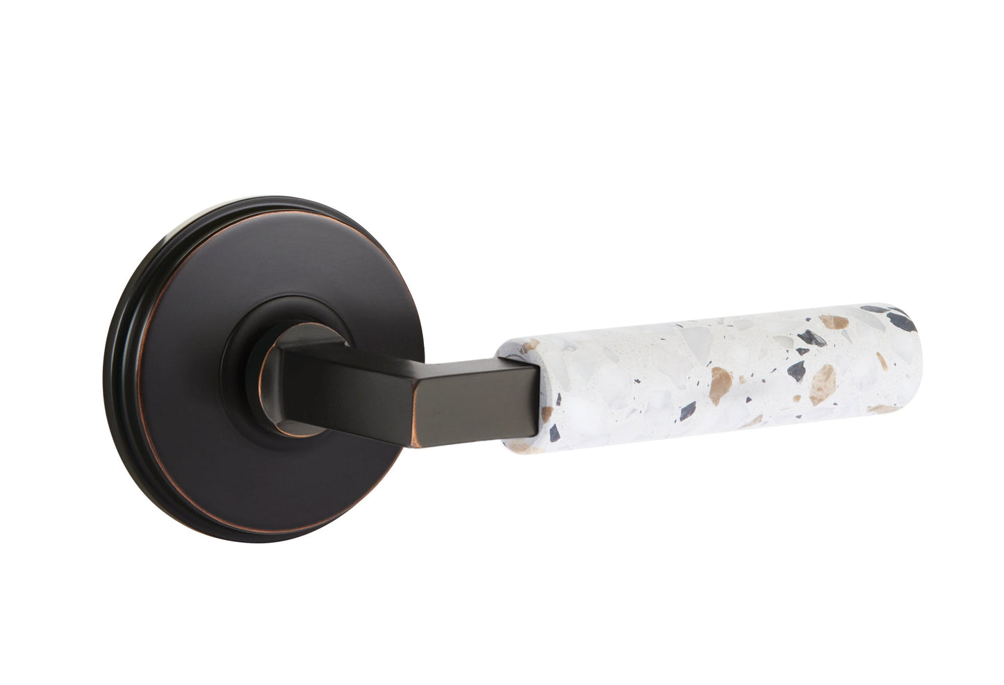 Emtek L-Square Terrazzo Door Lever with Watford Rosette