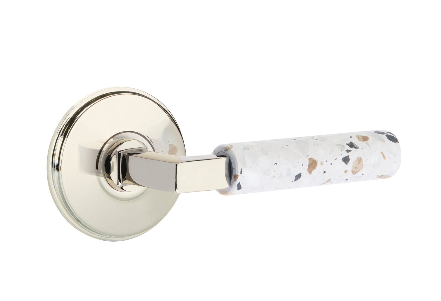 Emtek L-Square Terrazzo Door Lever with Watford Rosette