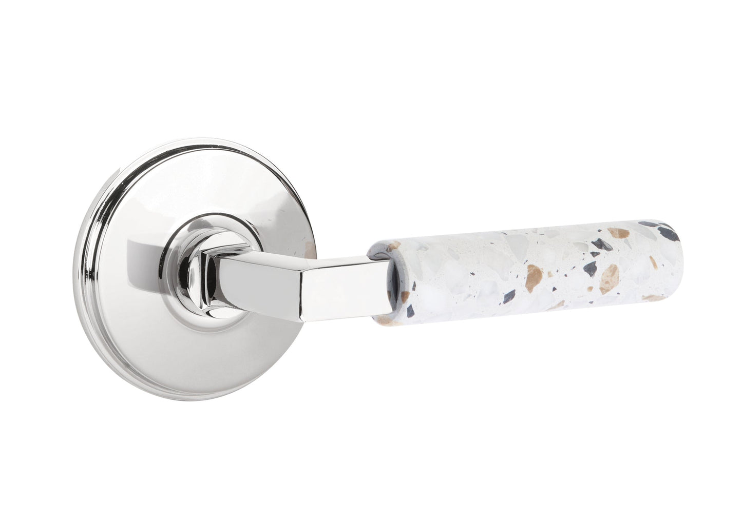 Emtek L-Square Terrazzo Door Lever with Watford Rosette