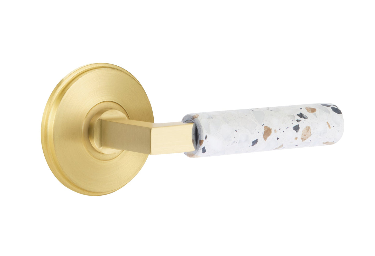 Emtek L-Square Terrazzo Door Lever with Watford Rosette