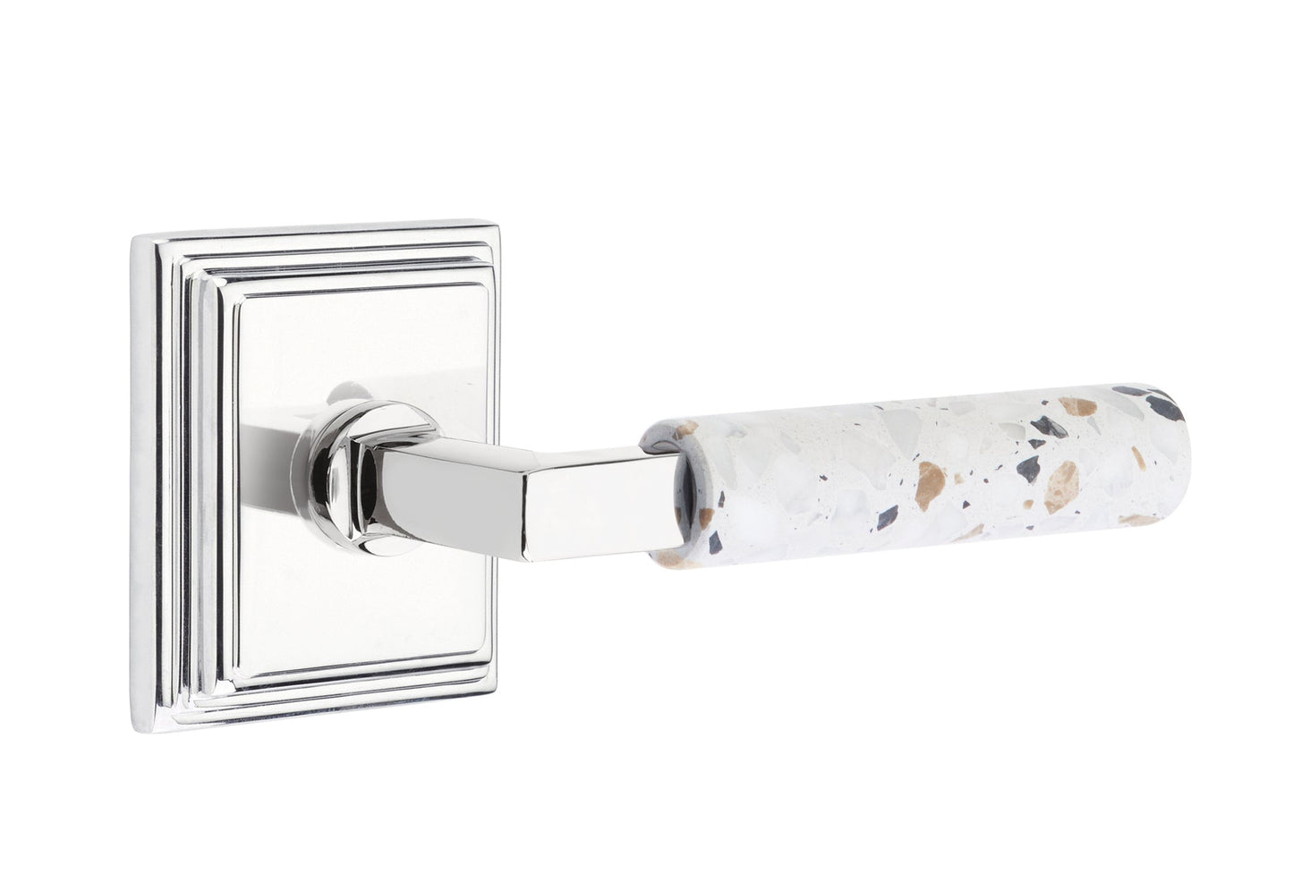 Emtek L-Square Terrazzo Door Lever with Wilshire Rosette