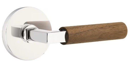 Emtek L-Square Walnut Door Lever with Disk Rosette