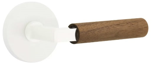 Emtek L-Square Walnut Door Lever with Disk Rosette