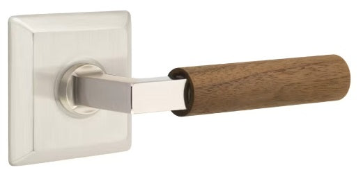 Emtek L-Square Walnut Door Lever with Quincy Rosette