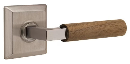 Emtek L-Square Walnut Door Lever with Quincy Rosette