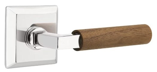 Emtek L-Square Walnut Door Lever with Quincy Rosette