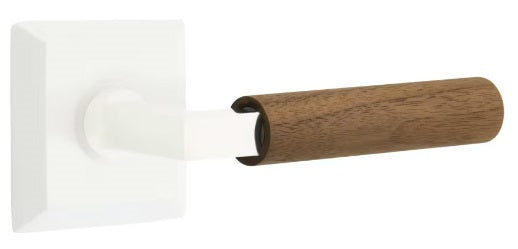 Emtek L-Square Walnut Door Lever with Quincy Rosette