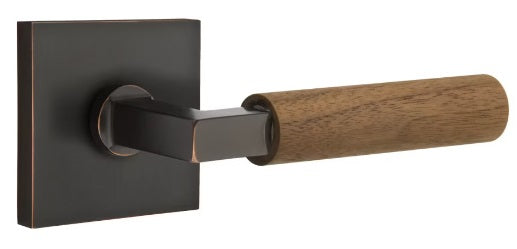 Emtek L-Square Walnut Door Lever with Square Rosette