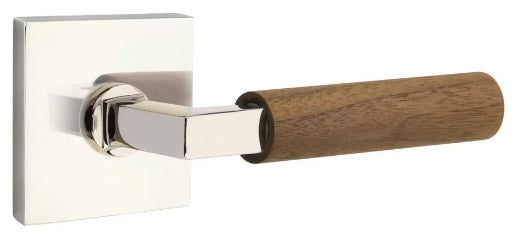 Emtek L-Square Walnut Door Lever with Square Rosette