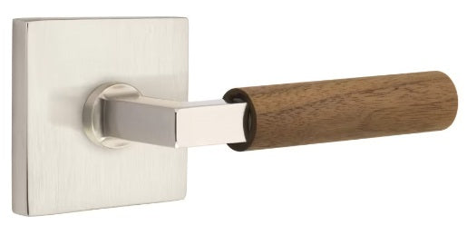 Emtek L-Square Walnut Door Lever with Square Rosette