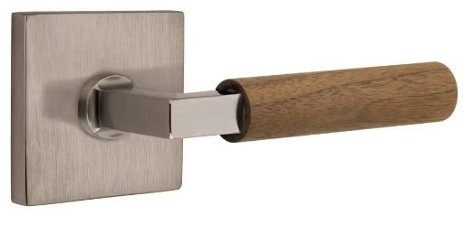 Emtek L-Square Walnut Door Lever with Square Rosette