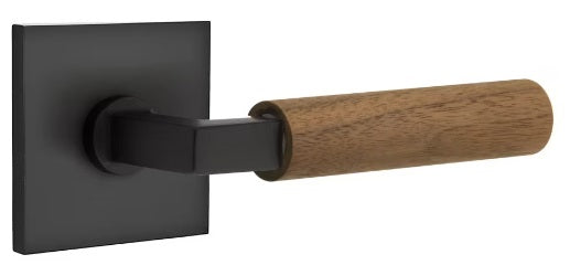 Emtek L-Square Walnut Door Lever with Square Rosette