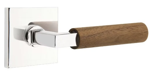Emtek L-Square Walnut Door Lever with Square Rosette